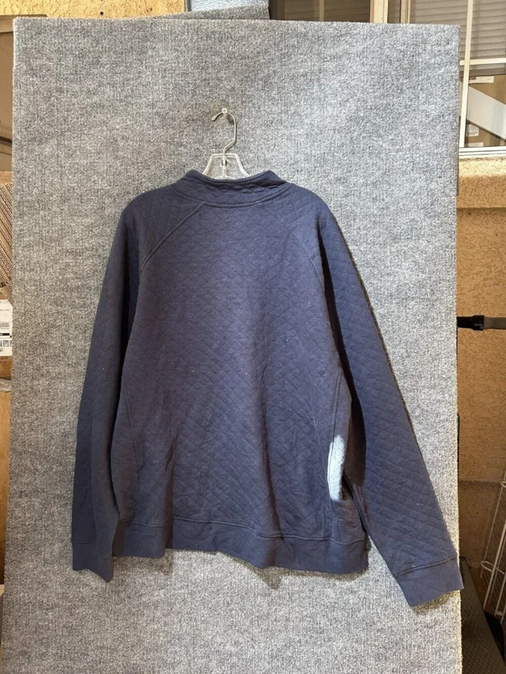 Eddie Bauer Sweatshirt Mens XL Blue Quilted Snap Henley Pullover Knit Crewneck - Picture 2 of 6